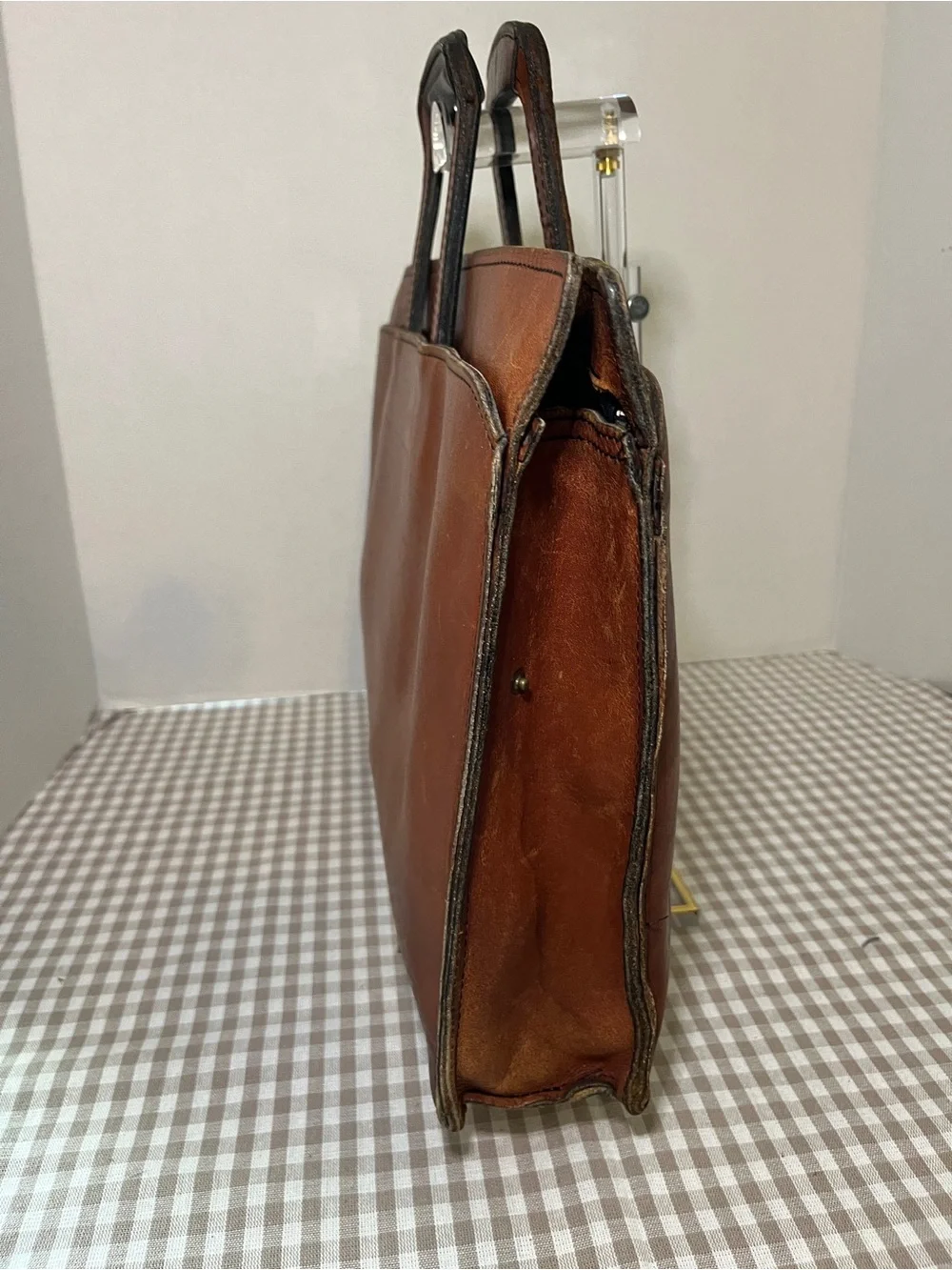 Vintage Schlesinger Brothers Brown Leather Briefcase / Portfolio 1970's-80's